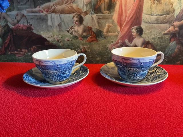 Lot De 4 Grandes Tasses à Thé En Céramique Bleu Cobalt - 10x5 Cm, 37 Cl Chacune, D'occasion