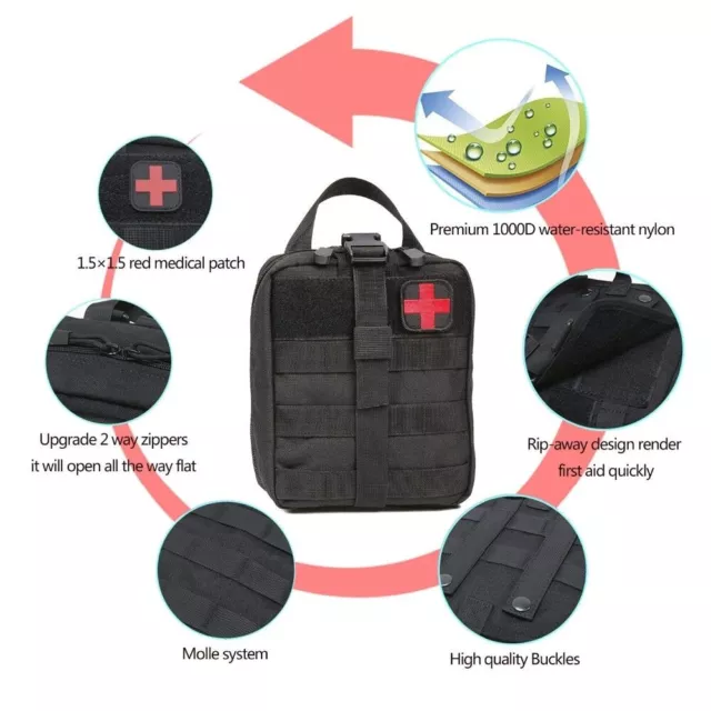 Tactical First Aid Kit Medical Molle Rip Away EMT IFAK Survival Pouch Bag 3