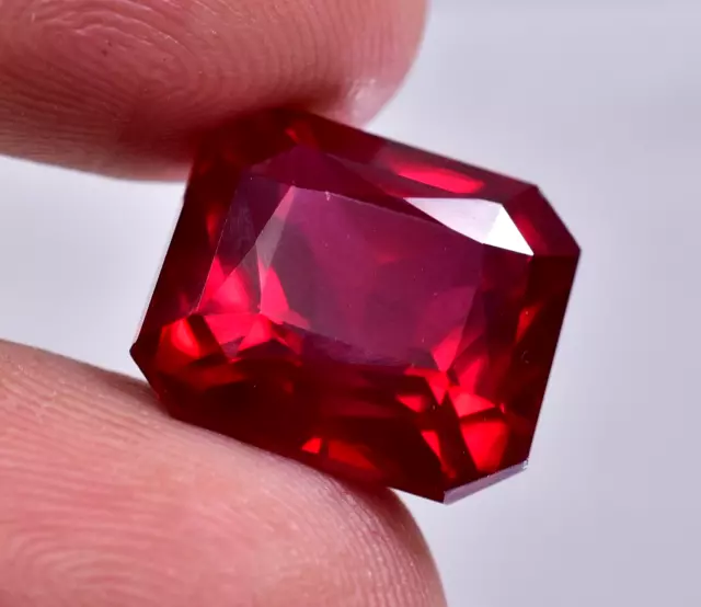 Natural Pigeon Blood Red Ruby 19.95 Ct Emerald Cut Certified Loose Gemstone VS1