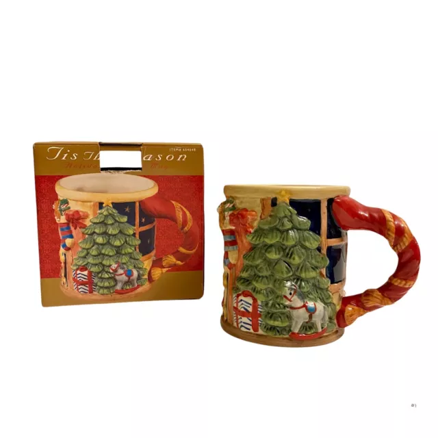 Certified International Susan Winget Christmas Tree Ceramic 20oz 3D Coffee Mug