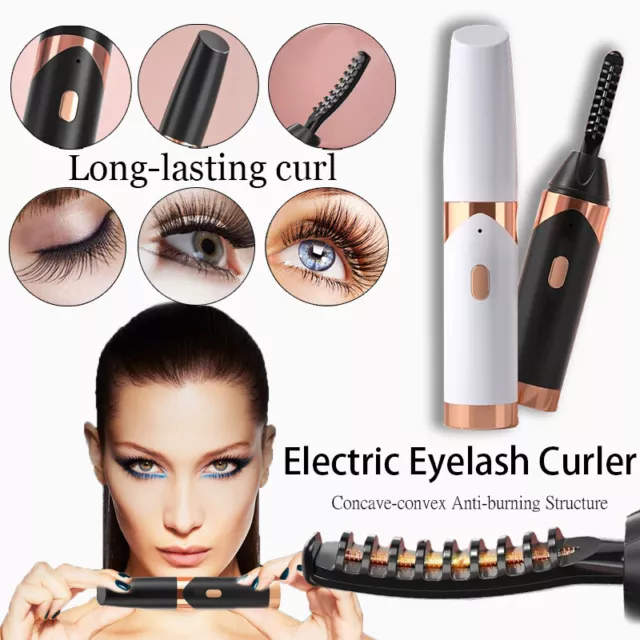 Electric Heated Eyelash Curler USB Long Lasting Makeup Tool 2 Gear Adjustable