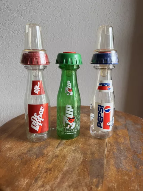 1992 7Up Pepsi Dr Pepper 6 oz Baby Bottles Munchkin Bottle Vintage