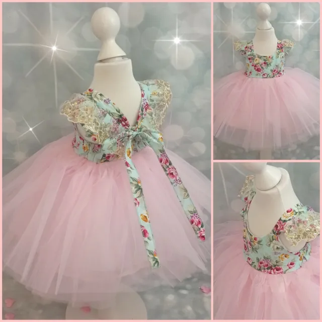 Girl First 1st Birthday Outfit Cake Smash Tutu Party Dress Flower Girl One Bow