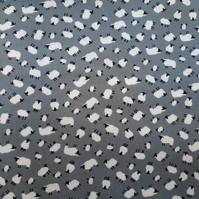 100% Cotton Poplin Fabric Rose and Hubble Little Sheep Grey