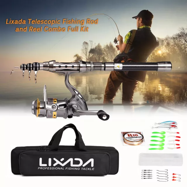 2.1M TELESCOPIC FISHING Rod and Reel Combo Full Kit Spinning Reel Pole Set  $45.87 - PicClick AU