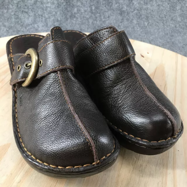 Bolo Shoes Womens 8 M Clogs Mules Heels Slip On J03735 Brown Leather Split Toe 3