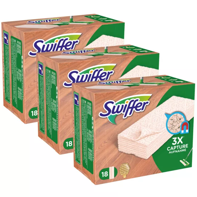 3x 18er Pack Swiffer Bodenwischer Holz & Parkett Bodentücher Nachfüllpackung