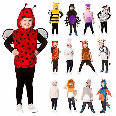 Kids Animal Tabard Character Hood Tail Childs Fancy Dress Costume Age 3-5