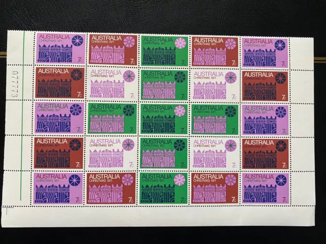 Australia 1971 Christmas Set SG498/504 Unmounted Mint Complete Pane of 25 stamps