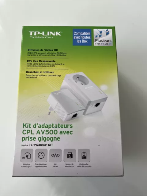 Kit de 2 prises CPL TP-Link CPL 2000 Mbps avec 2 ports Ethernet Gigabit et  Prise intégrée TL-PA9025P –