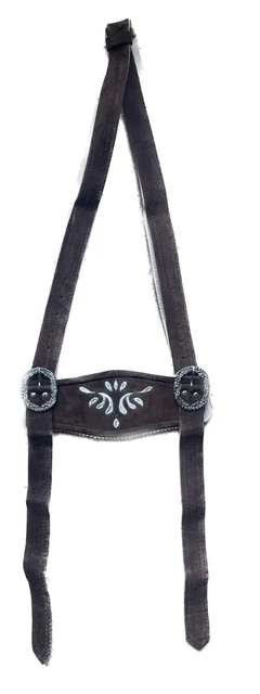 New German Bavarian Adjustable Oktoberfest Lederhosen Suspenders Brown (S33)