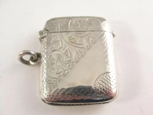 Fine Antique Silver VESTA CASE Hallmarked Birmingham 1912