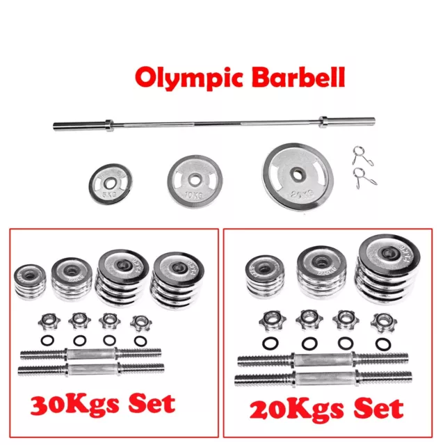 1.8m 2.1m Olympic Barbell Bar 20kg 30kg Dumbell 5, 10, 20kg Weight Plate Collars
