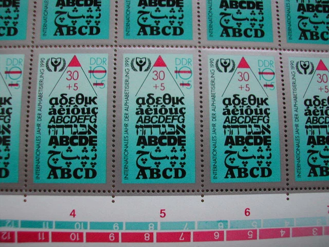 DDR 1990 ABC Bogen ** Mi.Nr.3353 mit den Plattenfehlern und Druckvermerk 4