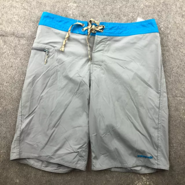 Patagonia Swim Trunks Mens 31 Gray Blue Surf Beach Board Shorts  11" Inseam