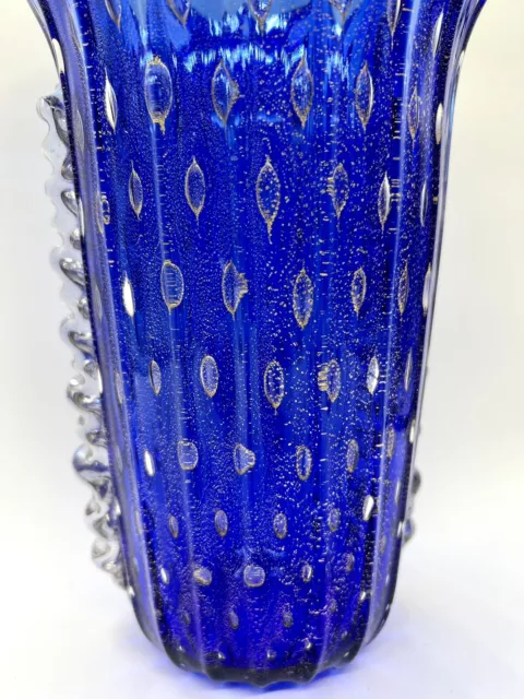 Murano Art Glass Vase Royal Blue Bullicante Barovier Toso? Gambro Poggie?