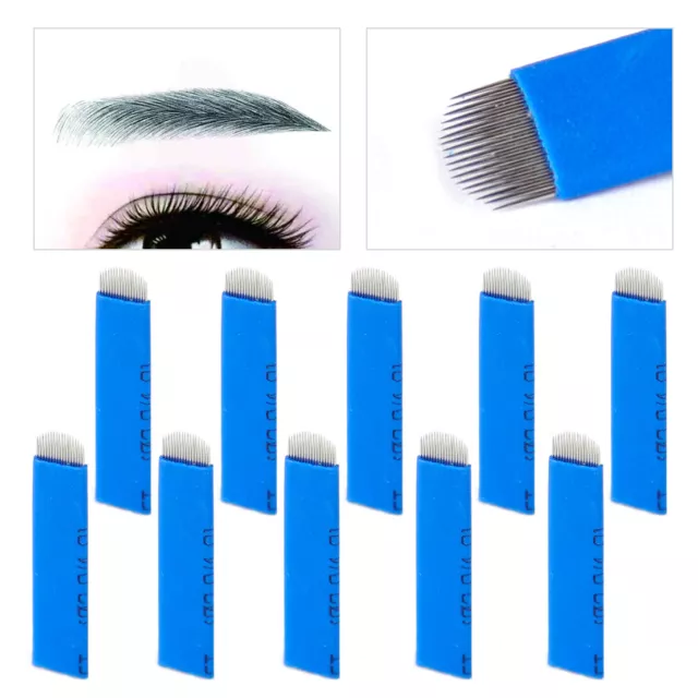 10 18Pin U Shape Eyebrow Blade Permanent Makeup Manual Tattoo Needles Sharped lp