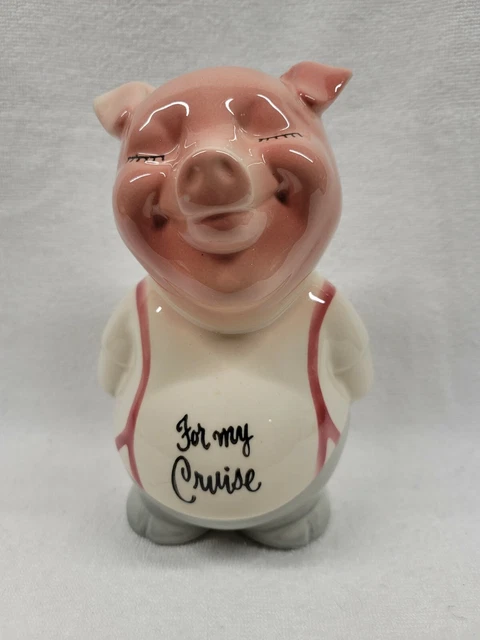 7 1/2" Large Pig Bank "For My Cruise" By Royal Copley, Royal Windsor, Spaulding