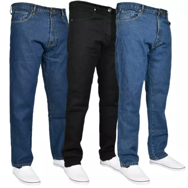 New Mens Straight Leg Jeans Denim Pants Basic Heavy Work All Waist Big Sizes