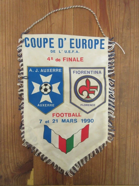 Fanion Vintage AJ Auxerre - UEFA 1987 Vs Panathinaikos - Club Français