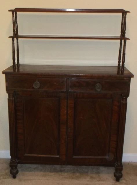 Antique Style Vintage Crotch Mahagony Sideboard Hutch