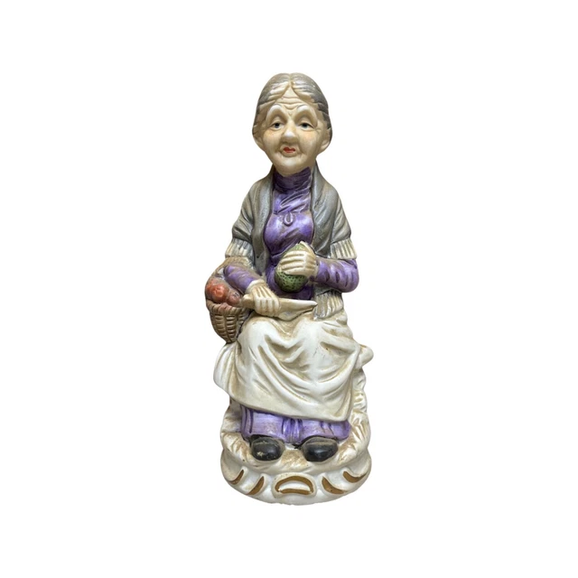 Vintage Handcrafted Porcelain Ceramic Bisque Figurine Old Lady Doll Grandma