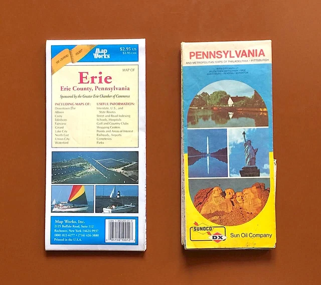 MAP OF ERIE / Vintage Map of Pennsylvania £6.64 PicClick UK