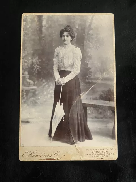 Antique Large Cabinet Card Photo of Elegant Young Lady in England