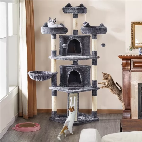 Grande Árbol Rascador para Gatos Adultos con 3 Plaraforma 174 cm Torre para Gato 3