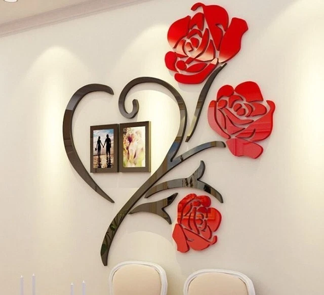 3D Wandaufkleber Set Blume Herz Form Abnehmbare Selbstklebend für Wohnzimmer