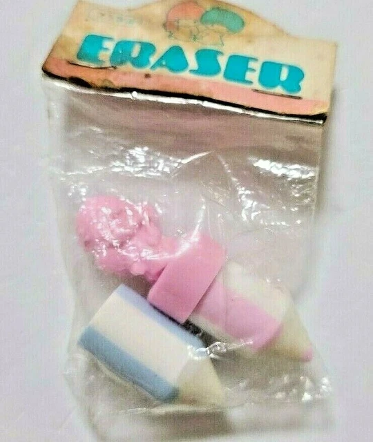 Little Twin Stars Eraser 1976' SANRIO Old Vintage Retro Cute Rare Pink Blue