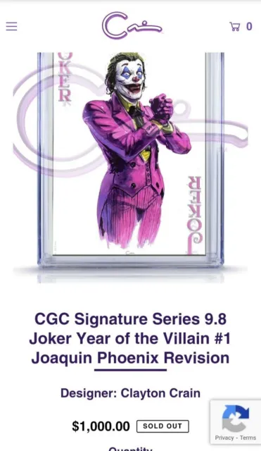 Joker Year of the Villain 1 CGC SS 9.8 Signed & sketch by Crain Phoenix Revision