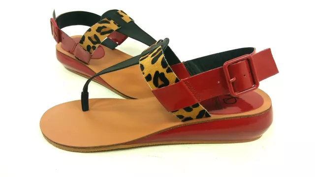 Kelsi Dagger Genova Wedge Sandal Black/Leopard Womens Us Size 8 M, Eur 38, New