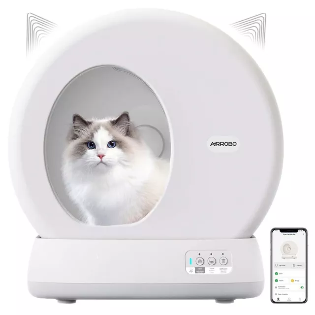 AirRobo Automatic Cat Litter Tray Box Smart Self Cleaning Large Capacity WiFi