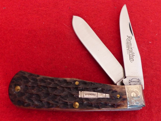 Remington USA engraved bolsters mint R1178 Silver Bullet Mini trapper 1991 knife