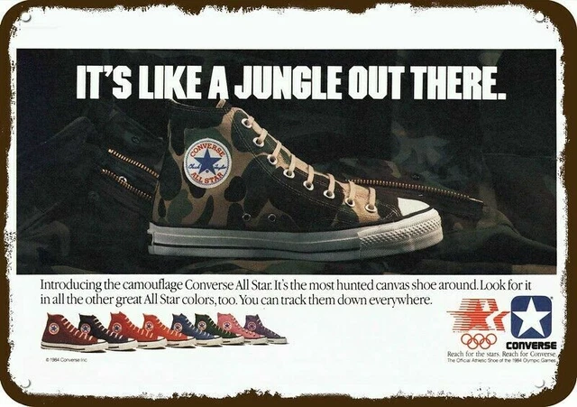1984 CONVERSE CAMO Shoes Vintage-Look-Edge *** DECORATIVE REPLICA METAL SIGN ***
