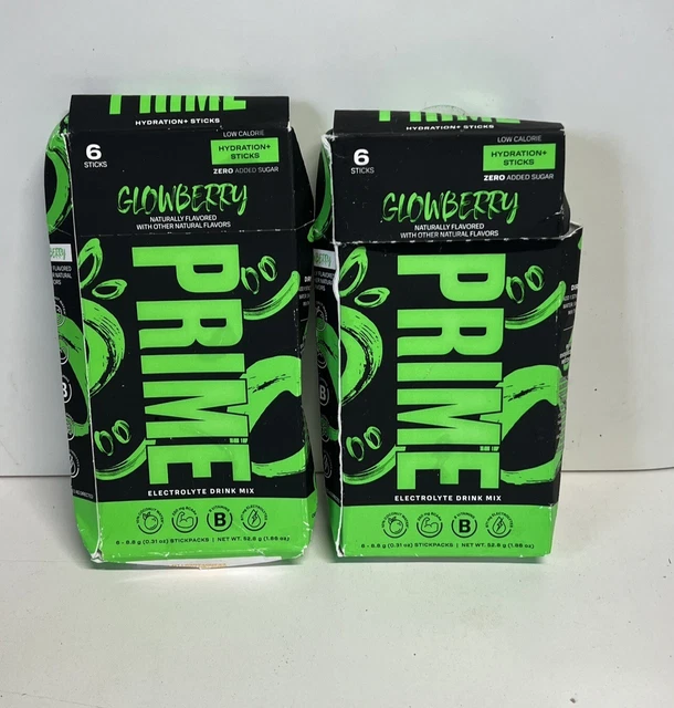 PRIME HYDRATION DRINK Sticks KSI Logan Paul Glowberry 2 Packs (12