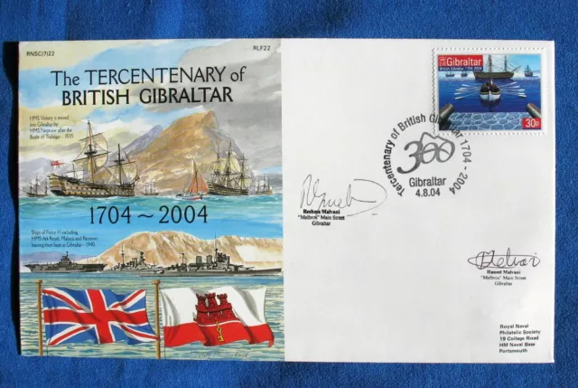 Navy Covers Tercentenary British Gibraltar RNSC(7)22 RLF22 Signed