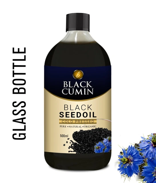 Aceite de Semilla Negro Extra Fuerte 100% Prensado en Frío/Negro Comino-BOTELLA DE VIDRIO 500ml