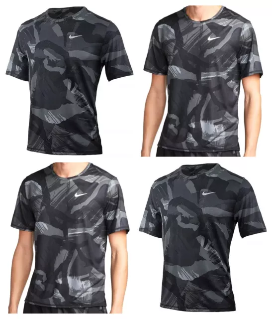 NIKE MEN S DRI FIT Miler Short Sleeve T Shirt Camo Print Running Sports Gym Top 19.95 PicClick UK
