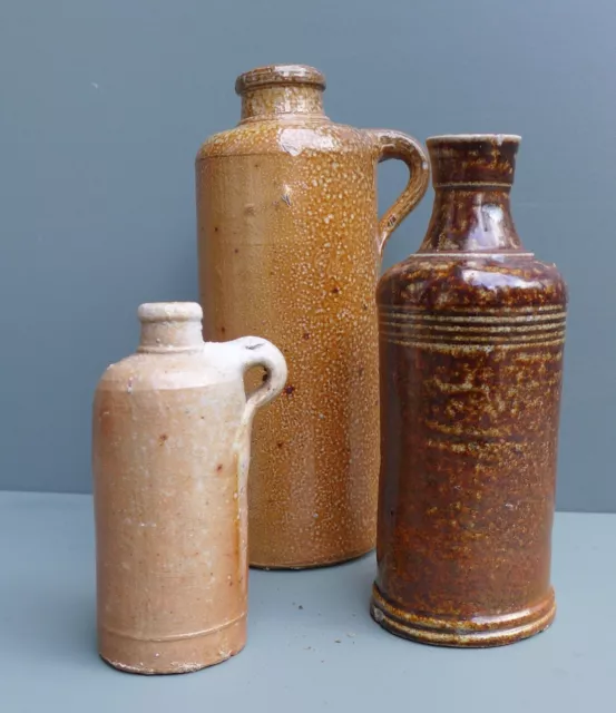 3 Nice quality 19th Century German stoneware jugs found in a canal in Amsterdam