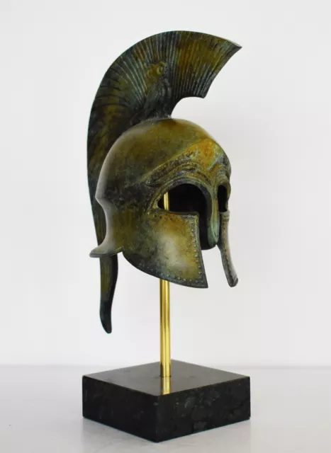 Ancient Greek Spartan Corinthian Helmet - Classic Period - Marble Base - Bronze