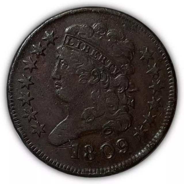 1809 C-3 Classic Head Half Cent Extremely Fine XF Coin #6814T