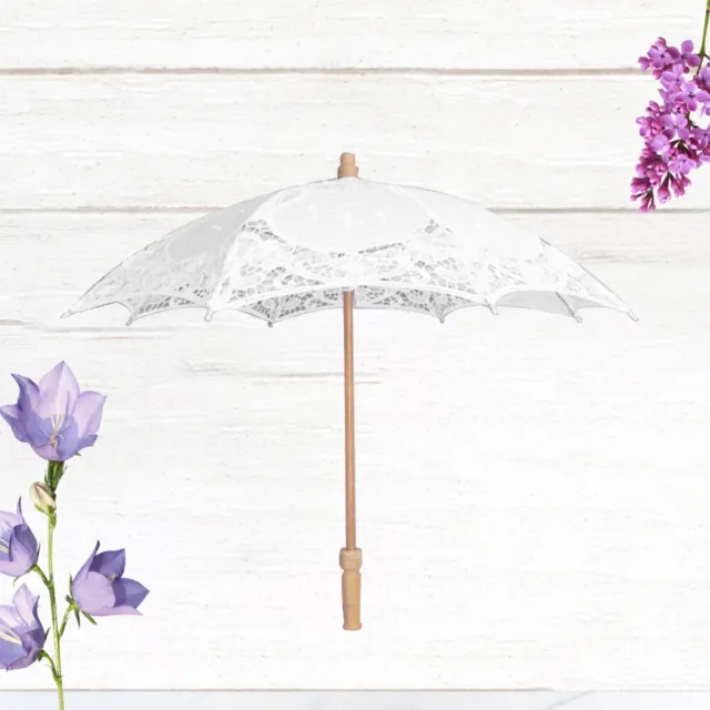 Ombrello matrimonio sposa pizzo bianco maniglia in legno ombrello bella foto