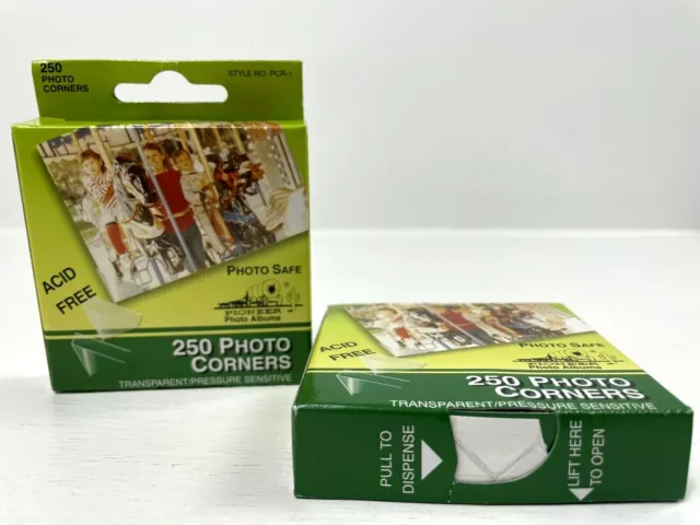 Pioneer Photo Corners autoadhesivo, 2 paquetes de 250 esquinas fotográficas transparentes NUEVO