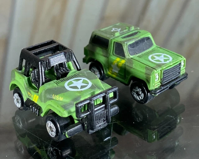 MICRO MACHINES GALOOB 1986 Military Army Jeep & Truck Green Camo 16.58