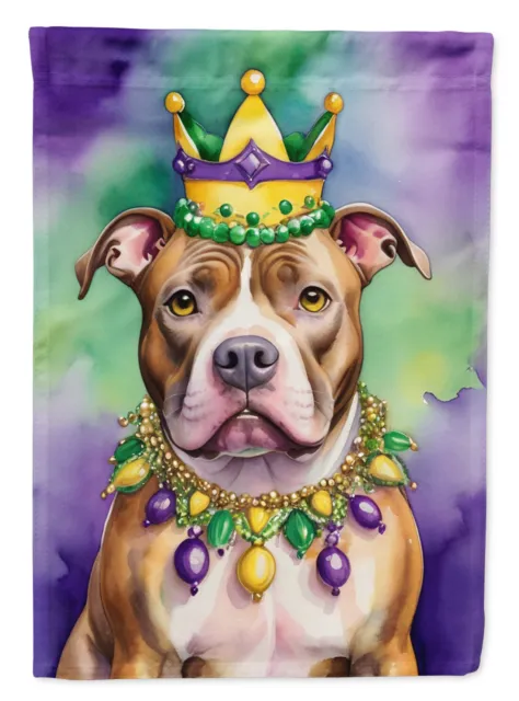 Pit Bull Terrier King of Mardi Gras Flag Canvas House Size DAC4852CHF