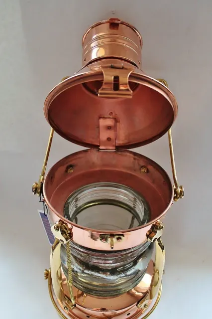 Schiffslampe Ankerlampe Kupfer & Messing Petroleum-Brenner ca. 32 x Ø 15 cm 2