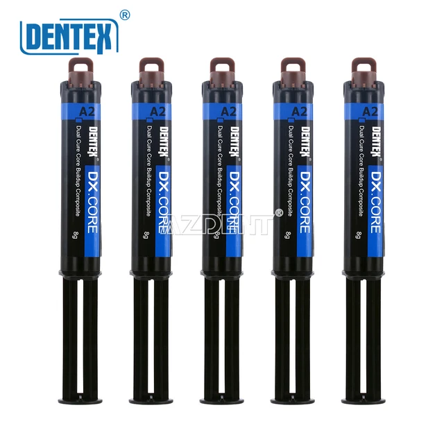 5X DENTEX FLOWABLE DualCure Composite Resin Core Materials A2 Syringe