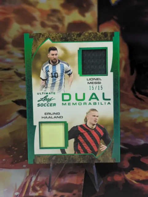 2022 Leaf Ultimate Soccer Lionel Messi/Erling Haaland Dual Patch /15